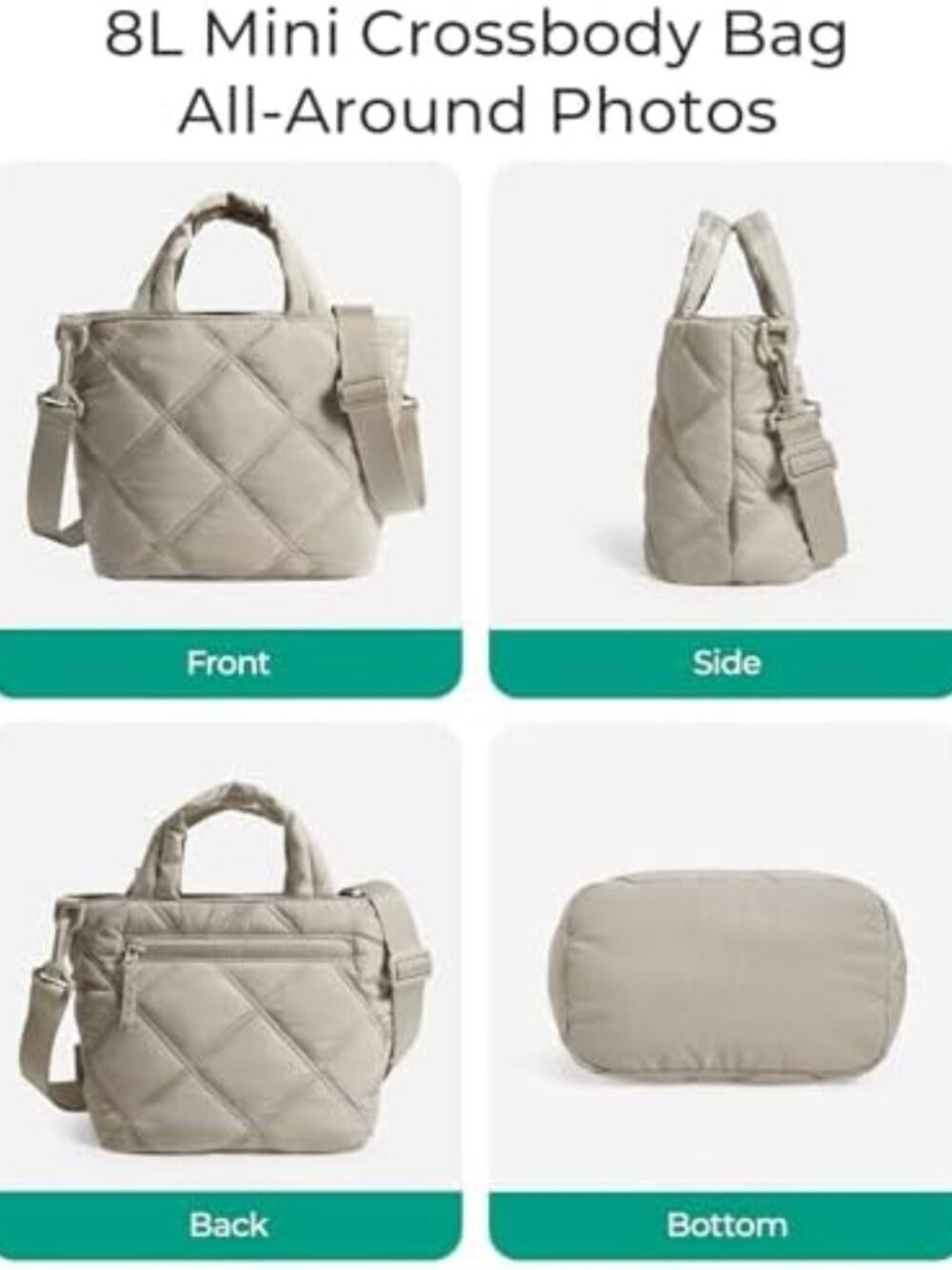 Lightweight Quilted Crossbody Bag for Women | Stylish Tote Handbag for Travel - Picture 5 of 6